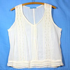 Johnny Was Silk Lace Tank Top L Distressed Boho